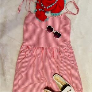 🍭 Feminine GAP cotton dress in Candy Striped Red & White. Pockets ~YAY! Size L